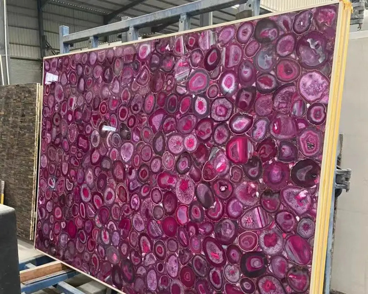 rose pink natural stone agate stone price for slabs 18 mm polished rose quartz agate stone kitchen and background wall