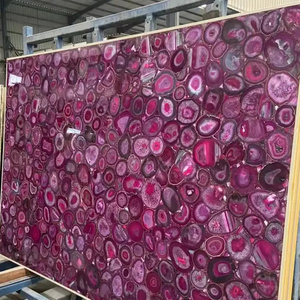 rose pink natural stone agate stone price for slabs 18 mm polished rose quartz agate stone kitchen and background wall