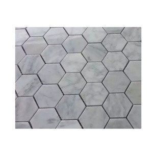 Gray white 48x48mm Carrara white hexagon marble mosaic floor tile for swimming pools and outdoor fountains mosaic tile