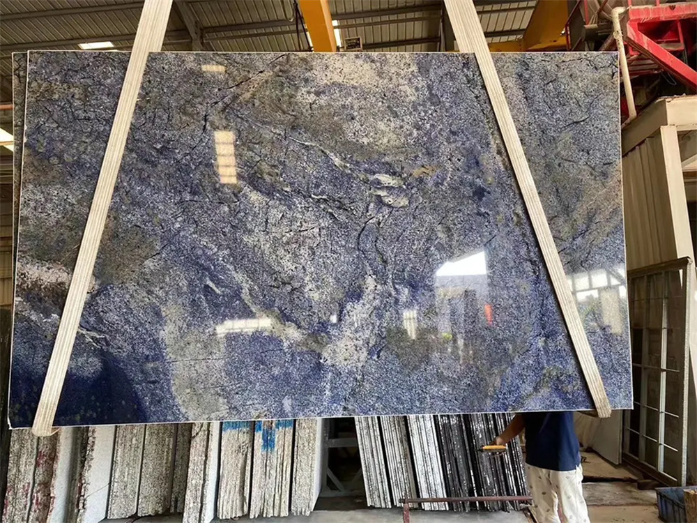 Gangsaw slab polished 20mm thickness blue onyx dark blue marble slab for counter top