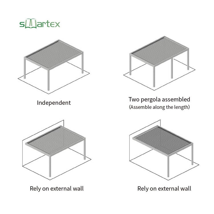 Outdoor Garden pergola motorized louver Awning Louvered Roof System Waterproof Gazebos Sunroom louvre pergola aluminium