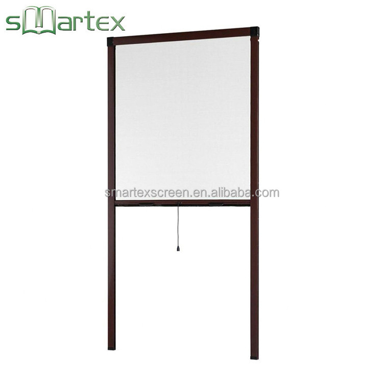 Pull down mosquito net sliding retractable hardware door roller aluminum black frame insect fiberglass screen windows