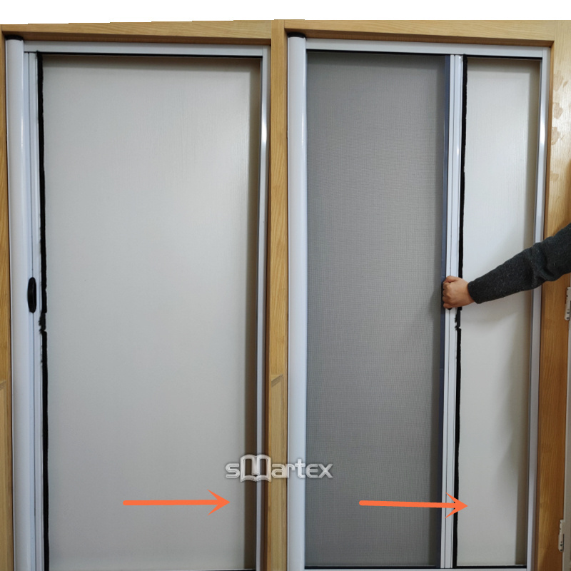 Horizontal Rolling Retractable Security Screen Door Roller Up Mosquito Net Fly Insect Screen Door