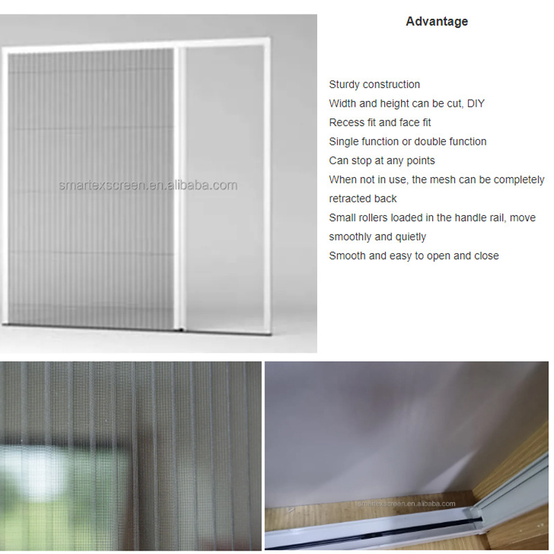 Horizontal open anti mosquito net retractable door pleated mesh folding fly screen door