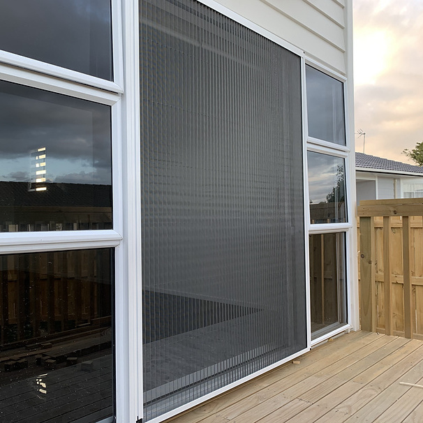 Horizontal open anti mosquito net retractable door pleated mesh folding fly screen door