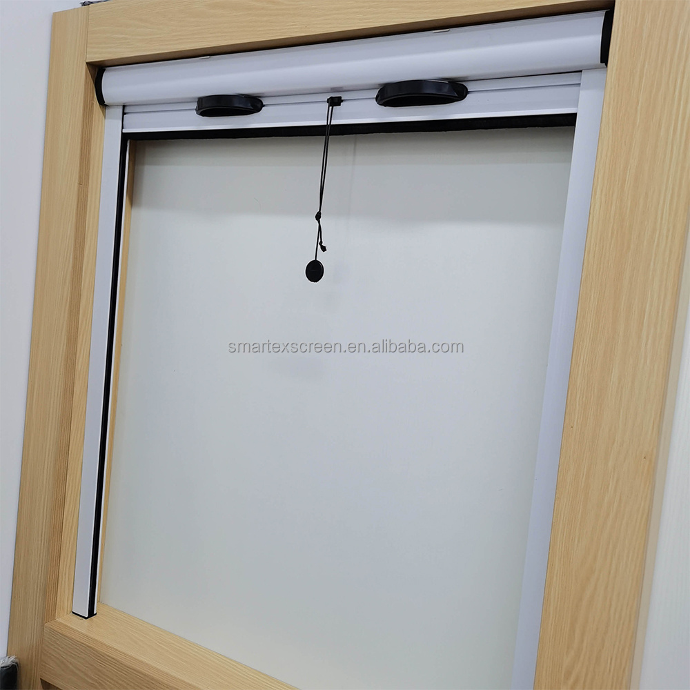 Pull down mosquito net sliding retractable hardware door roller aluminum black frame insect fiberglass screen windows