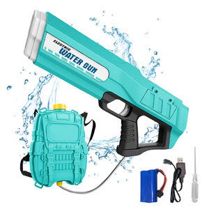 Automatic Water Squirt Gun with Backpack Tank Shooting Gun Electric Water Gun Toys for Children Green Red Pink