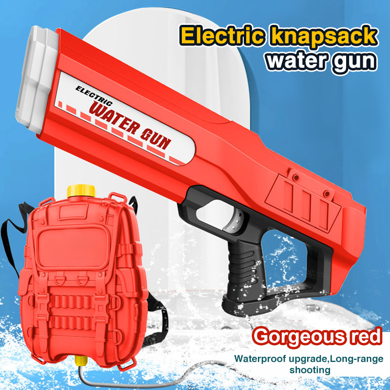 Automatic Water Squirt Gun with Backpack Tank Shooting Gun Electric Water Gun Toys for Children Green Red Pink