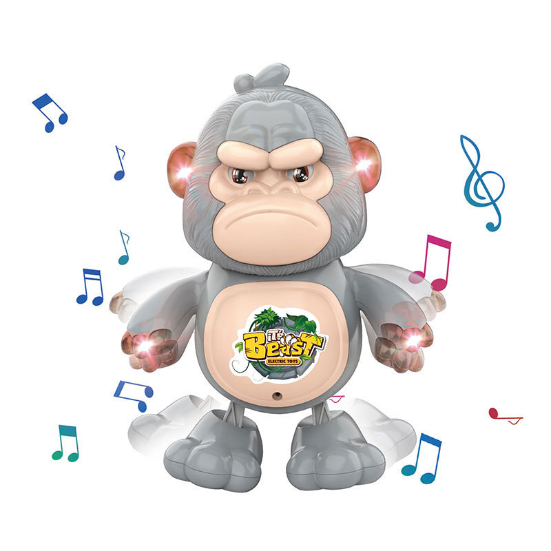 Cartoon Gorilla Animal Battery Operated Musical And Light Dancing Walking Gorillas For Tummy Time Toddlers