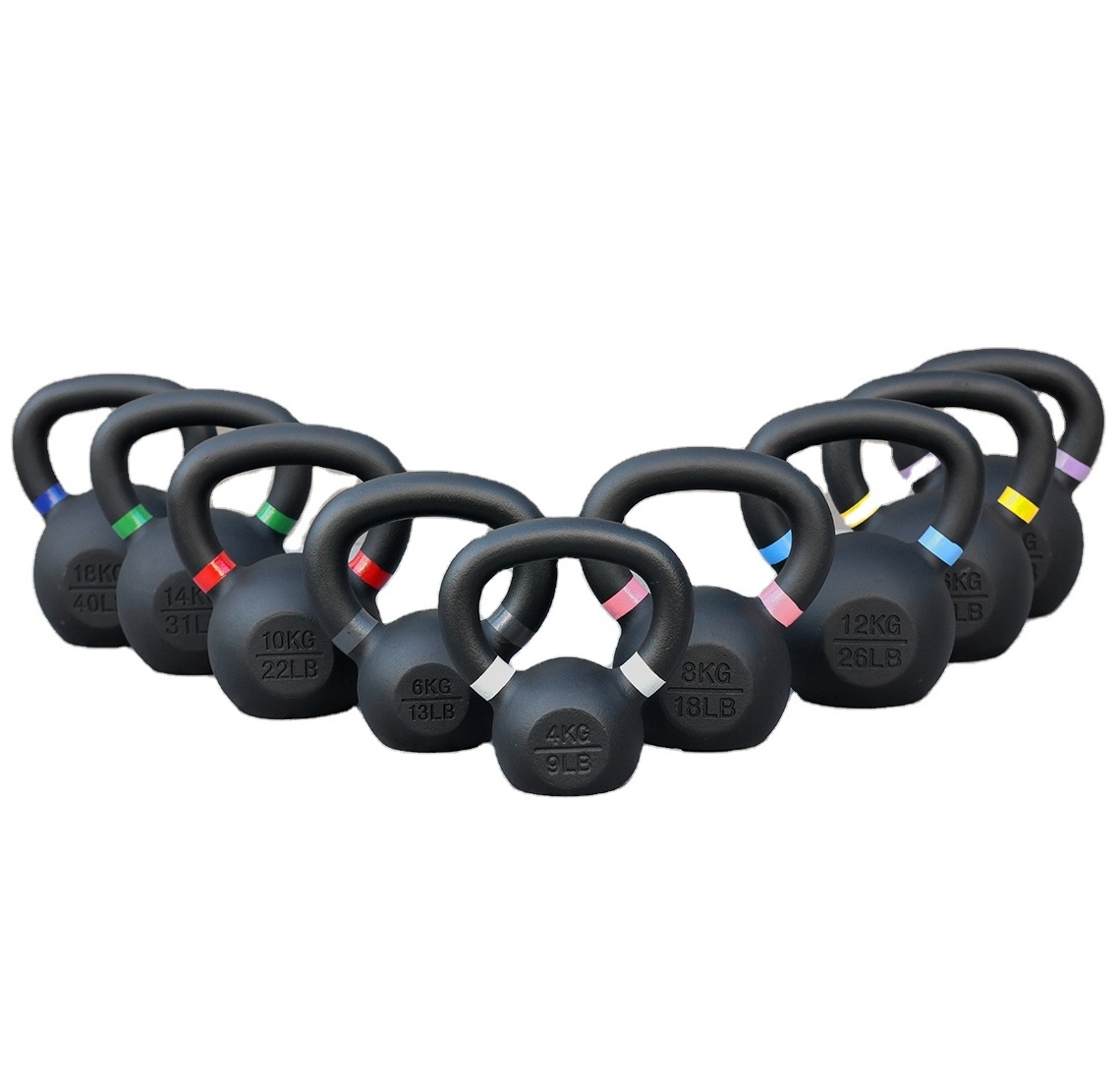 SMARTFIT Powder Coated Cast Iron Kettelbell With Wide Handles Fitness Training Kettlebell With Coloured Rings