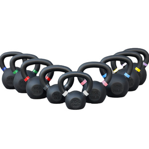 SMARTFIT Powder Coated Cast Iron Kettelbell With Wide Handles Fitness Training Kettlebell With Coloured Rings