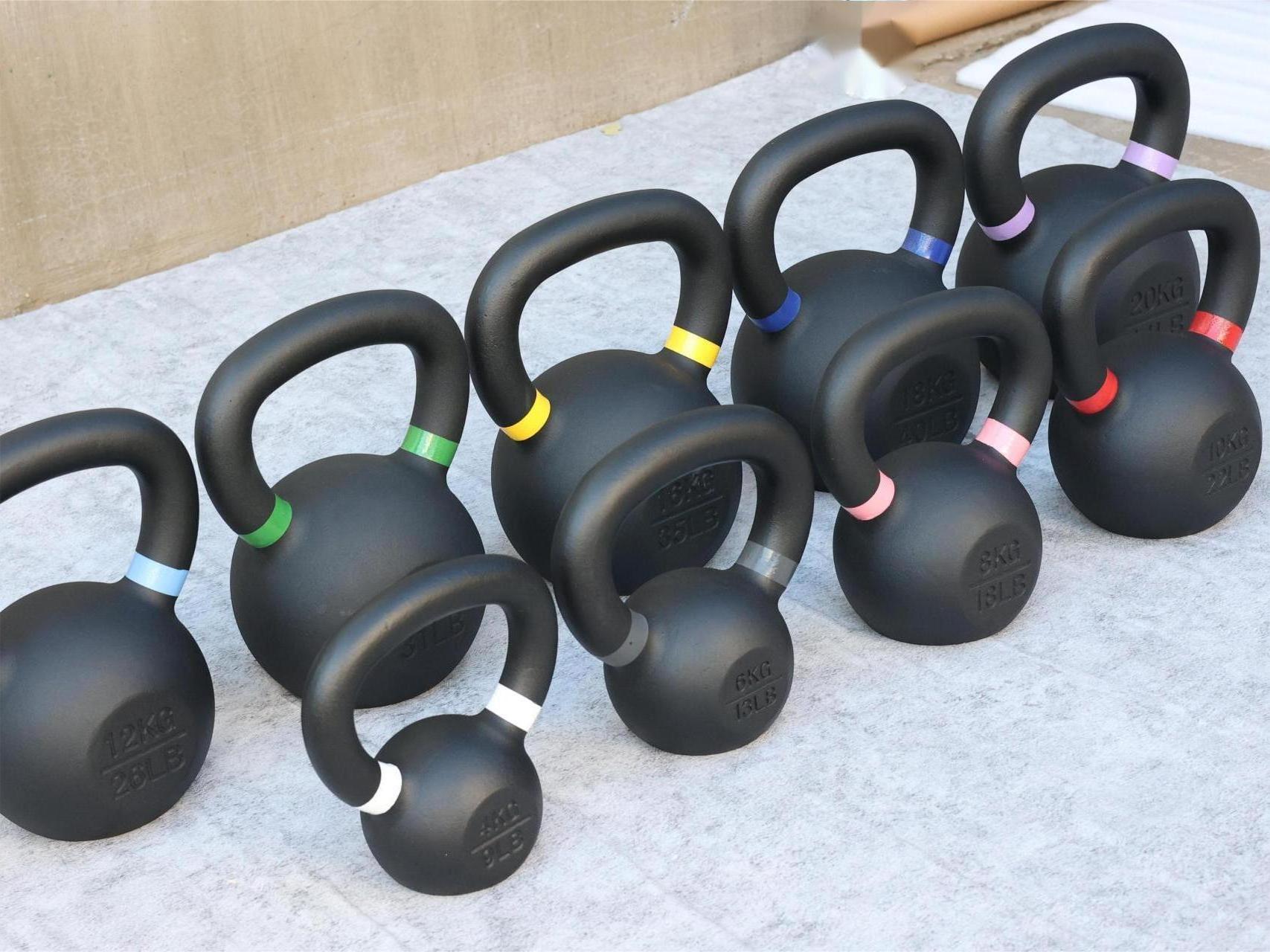 SMARTFIT Powder Coated Cast Iron Kettelbell With Wide Handles Fitness Training Kettlebell With Coloured Rings