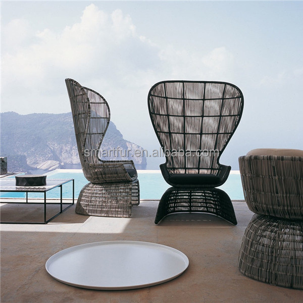 Nordic Leisure Natural Handmade Patio Garden Chair Outdoor Furniture Garden Chairs Balcony  Black Rattan Peacock Chair