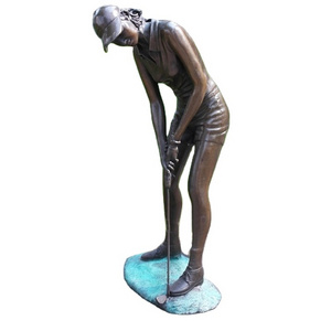 Custom made life size sport sculpture bronze golf statue figurines for outdoor