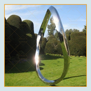 Quyang Factory custom large outdoor ring abstract metal stainless steel circle sculpture for garden decoration