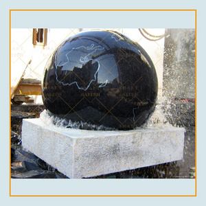 Hot sale garden decor stone floating black granite sphere ball fountain