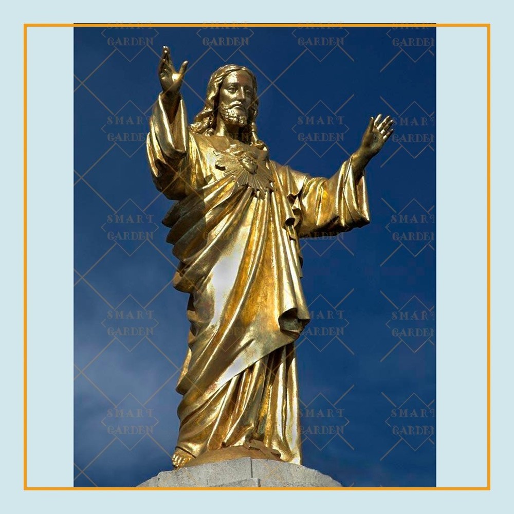 Custom giant outdoor stone Christ figurine sculpture natural marble carved welcome Jesus statue