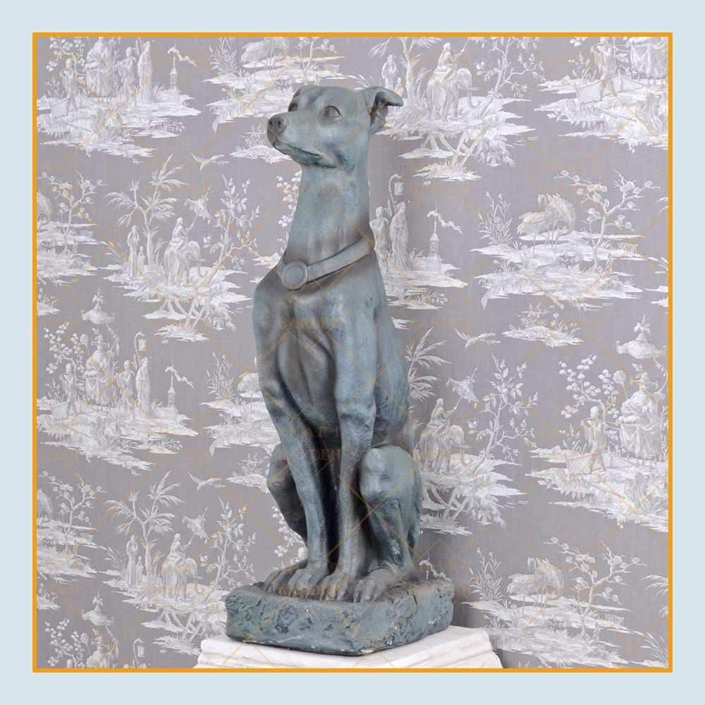 Wholesale metal decorative sculpture sitting bronze greyhound dog statue