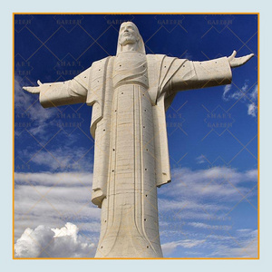 Custom giant outdoor stone Christ figurine sculpture natural marble carved welcome Jesus statue