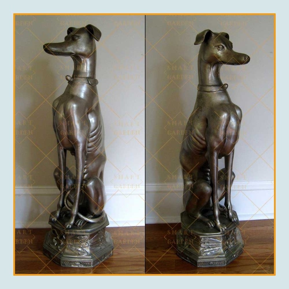 Wholesale metal decorative sculpture sitting bronze greyhound dog statue