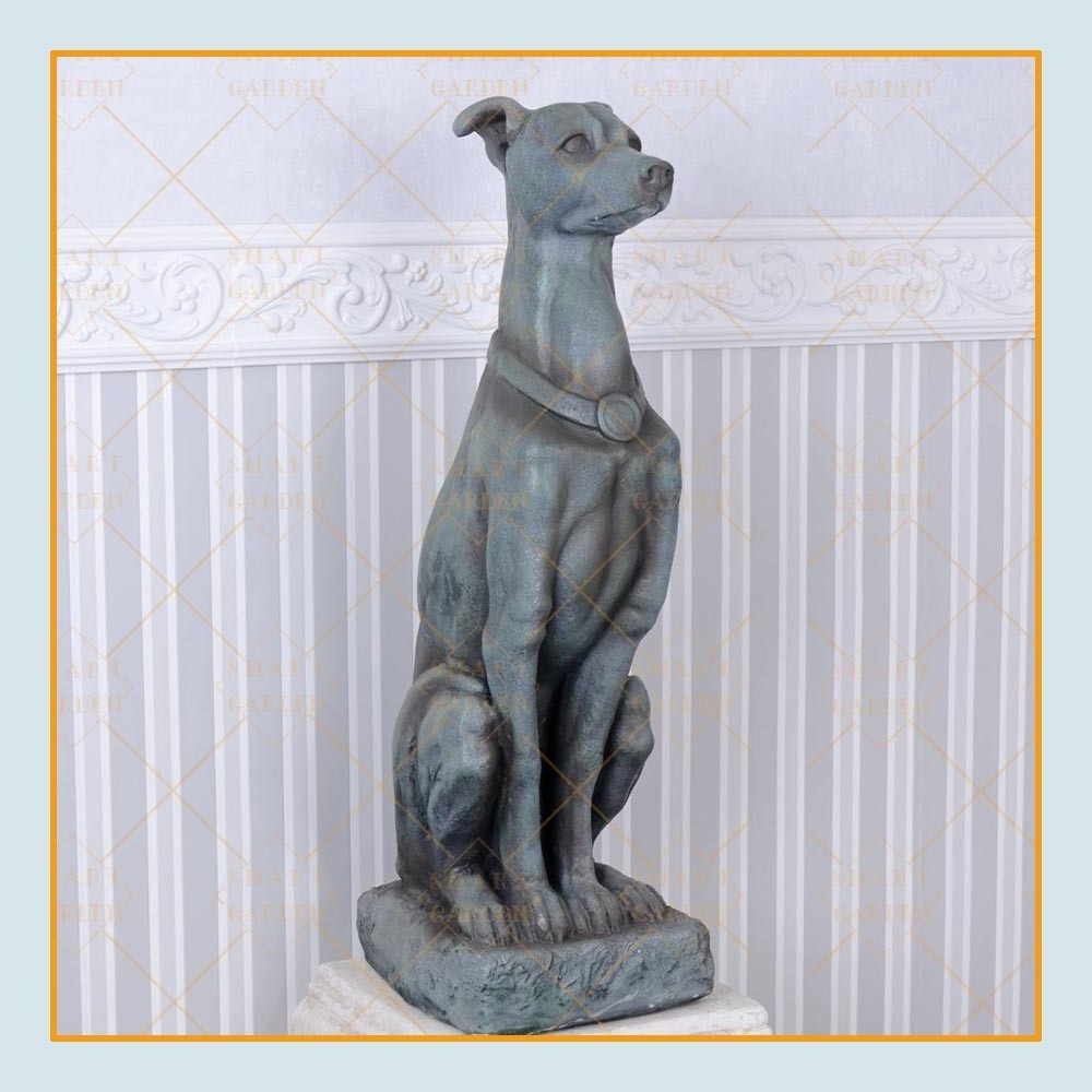 Wholesale metal decorative sculpture sitting bronze greyhound dog statue