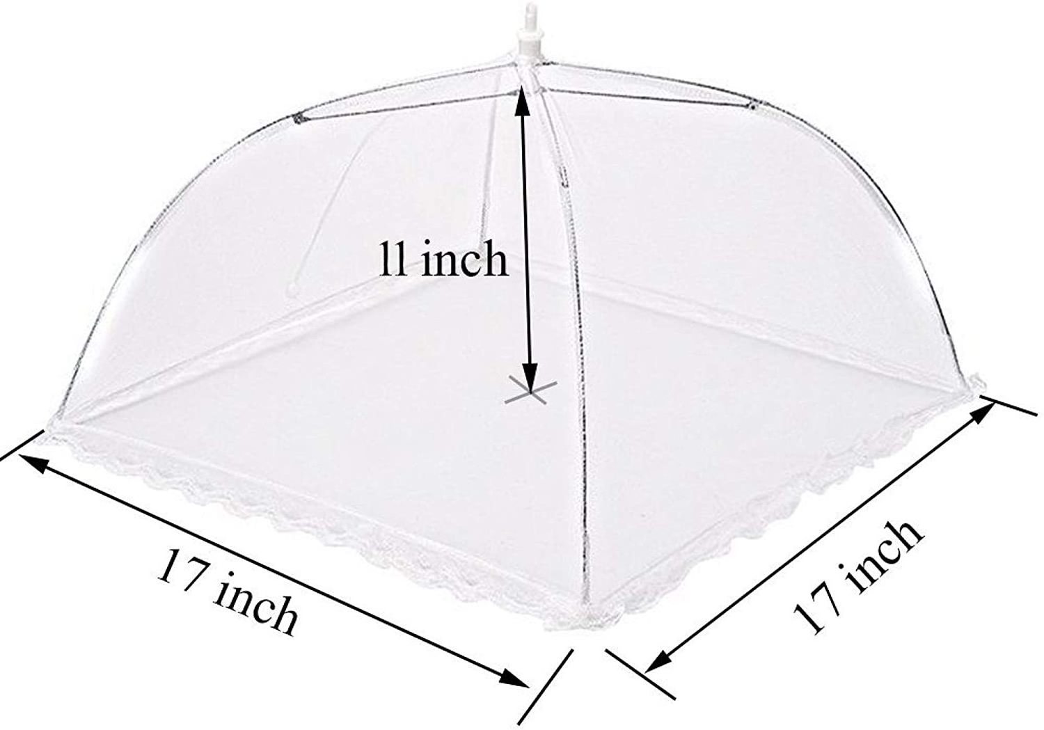 6 pack  Large and Tall 17x17 Pop-Up Mesh Food Covers Tent Umbrella for Outdoors, Screen Tents, Parties Picnics, BBQs, Reusable