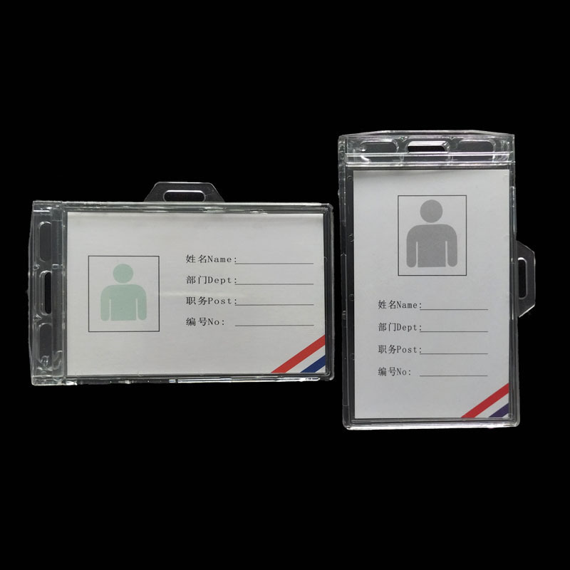 slider two-way poly carbonate sliding open  hard plastic ID card holder waterproof