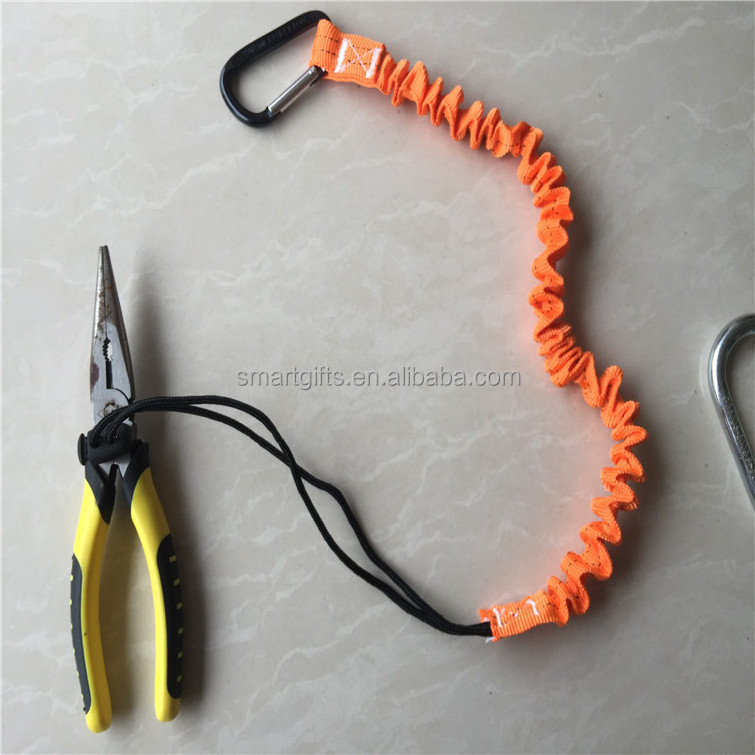 Hotsale Tool leash Coil Nylon Lanyard Retractable Bungee Cord tool safety lanyard with Aluminum Carabiner Clip