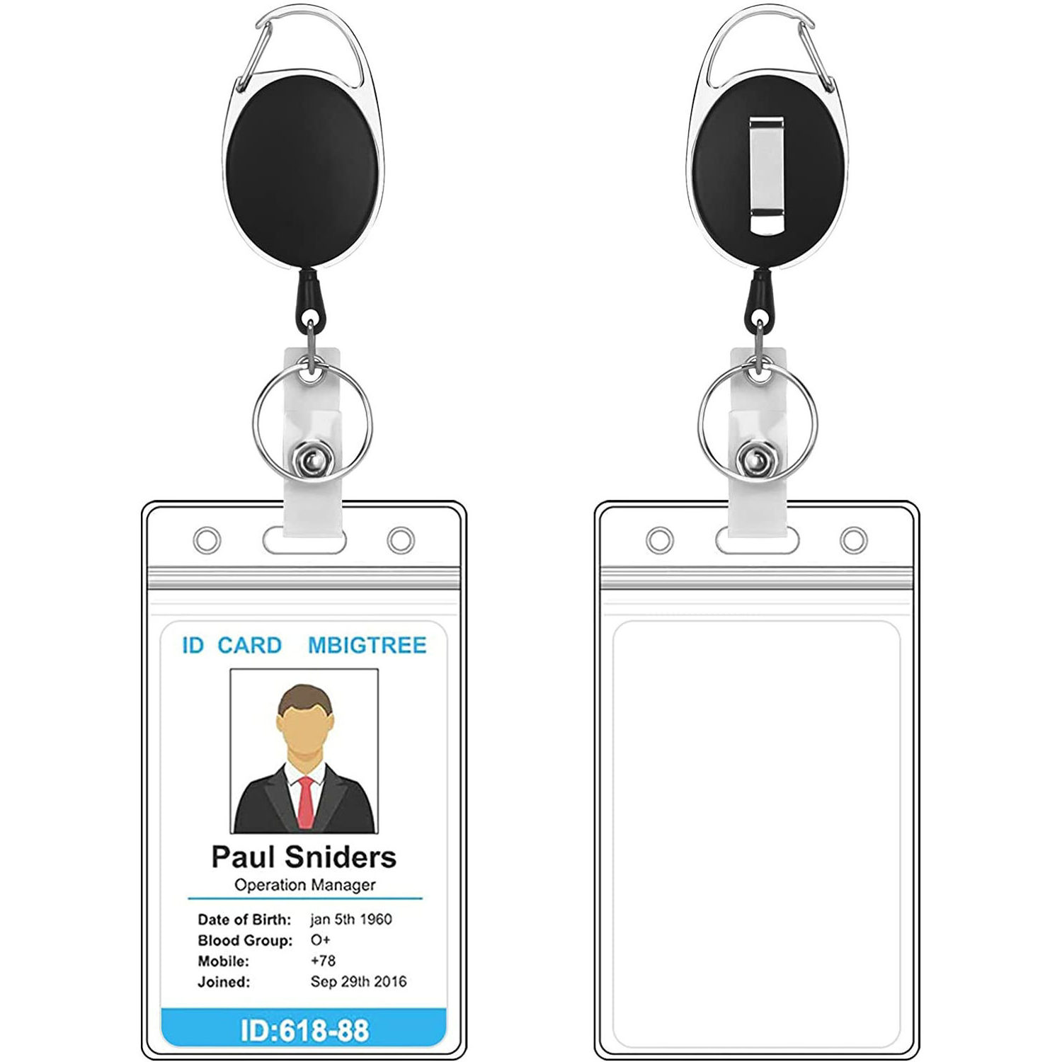 Wholesale Retractable Clear PVC ID  Card Holder Reel Badge Clip