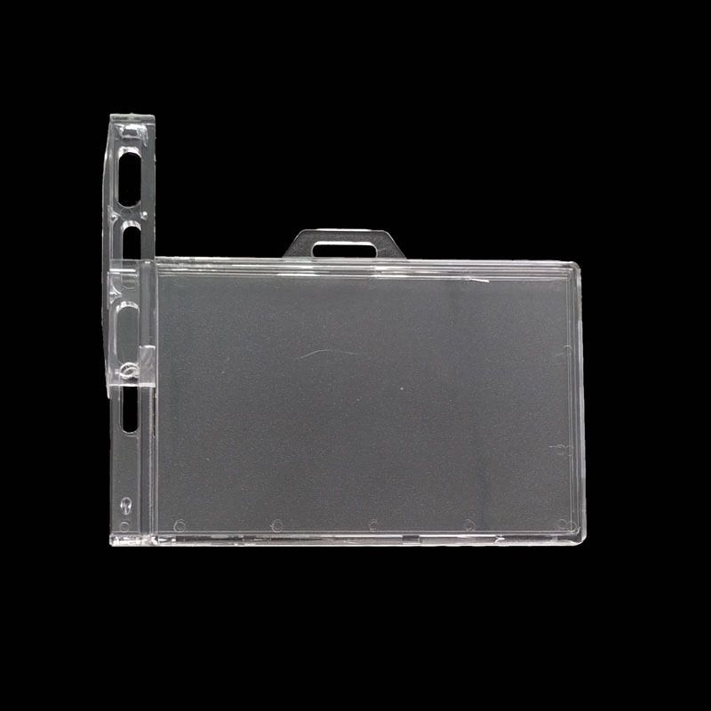 slider two-way poly carbonate sliding open  hard plastic ID card holder waterproof