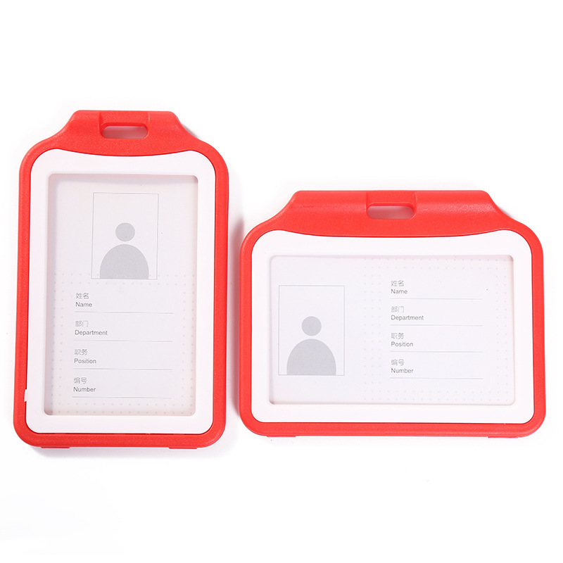 BiColor vertical school ID Holders Plastic Double Side Transparent two-color Identity Access Badge Card Holder For Students