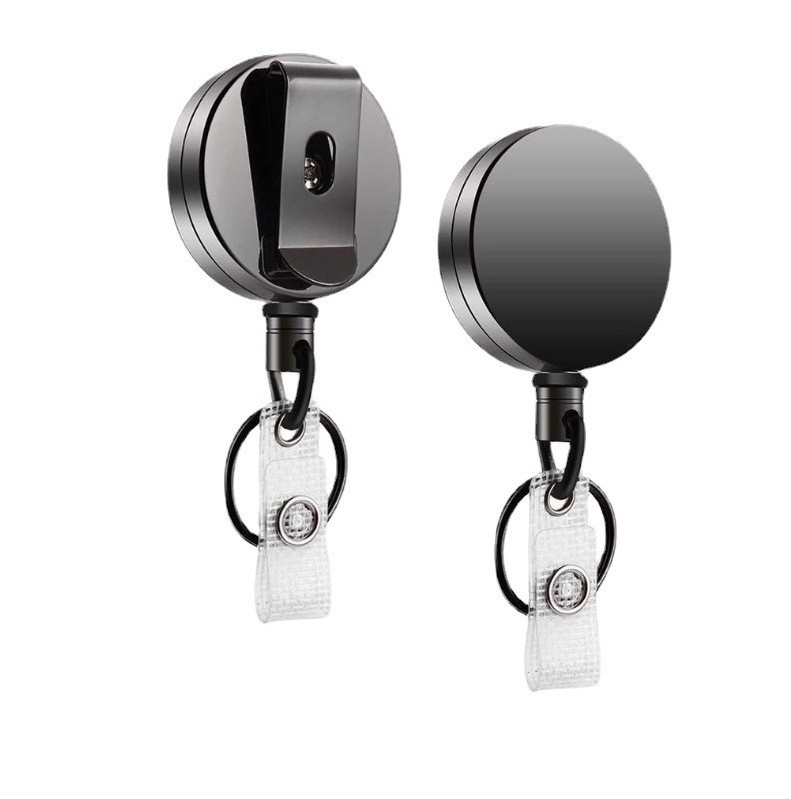 Heavy Duty Retractable Badge Holder Reel Will Well Metal ID Badge Holder with Belt Clip Key Ring for Name Card Keychain