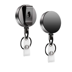 Heavy Duty Retractable Badge Holder Reel Will Well Metal ID Badge Holder with Belt Clip Key Ring for Name Card Keychain