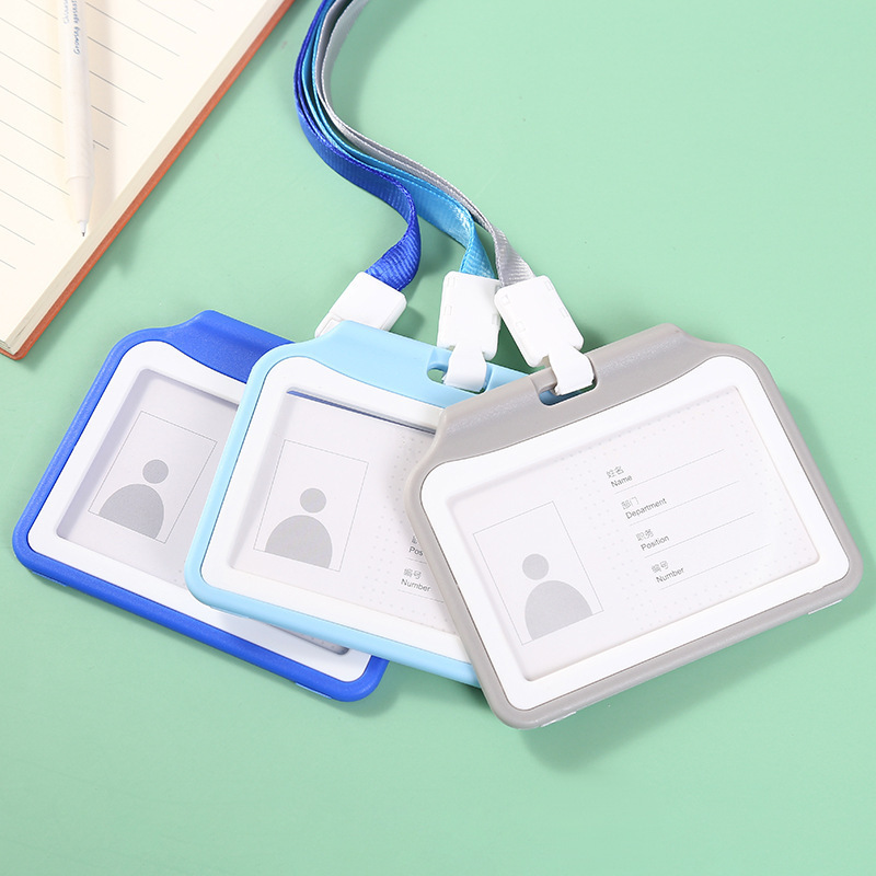 BiColor vertical school ID Holders Plastic Double Side Transparent two-color Identity Access Badge Card Holder For Students