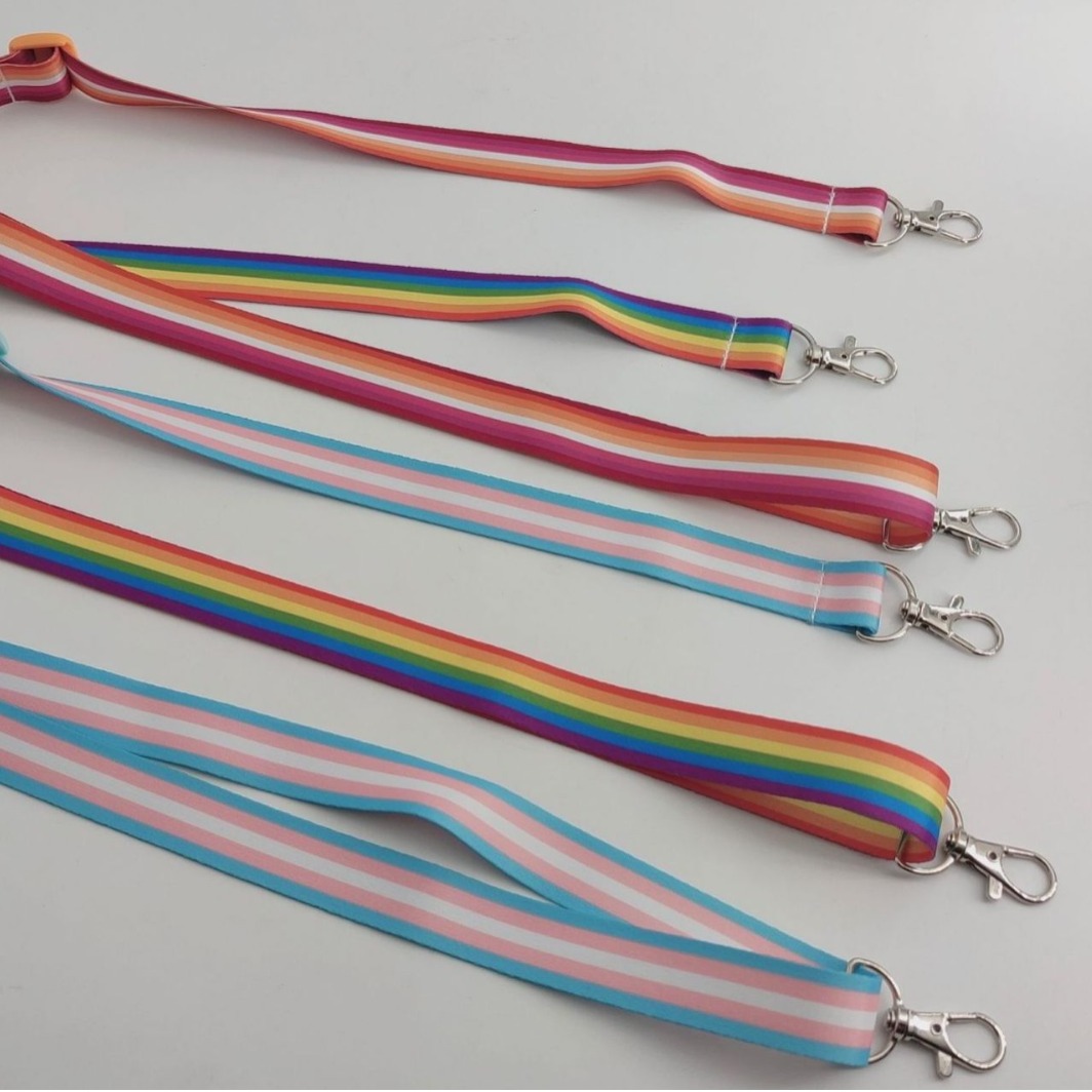 Promotional Sublimation Custom Printing Rainbow Polyester Strap Clip Bottle Holder Lanyard Adjustable Crossbody Phone lanyards