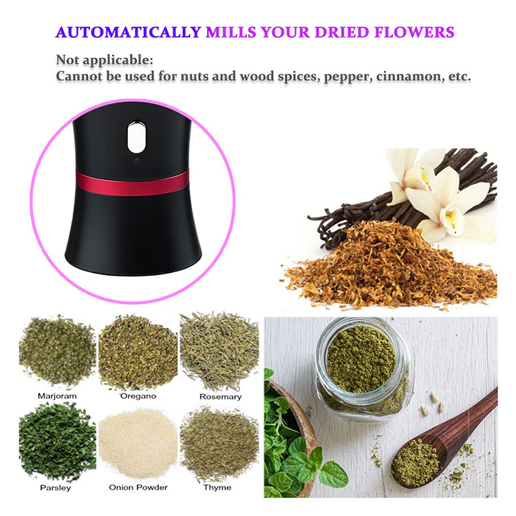 Portable Electric Herb Grinder Moledor Aluminum Cordless Tobacco Crusher Portable Automatic Electric Herb Grinder For Smoking