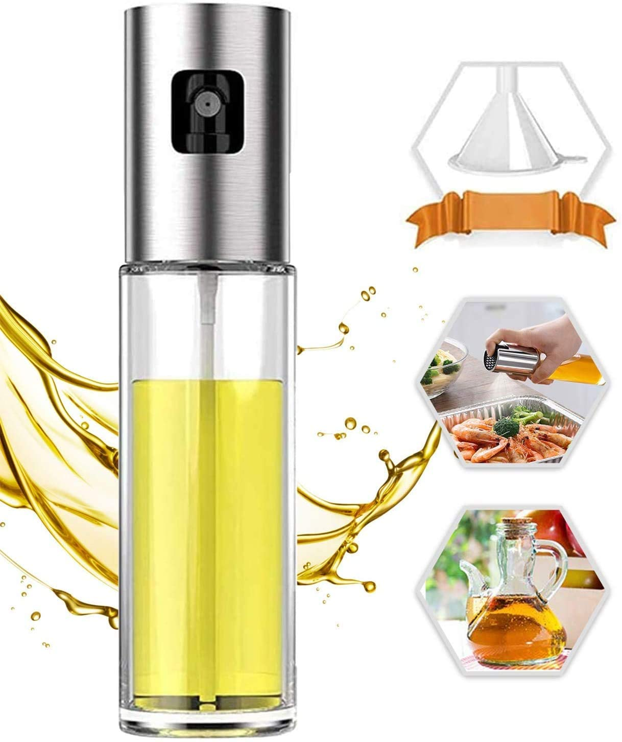 Household stainless steel fog-free food-grade glass bottle oil spray pot