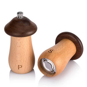 Wooden manual Mushroom shape salt pepper grinder