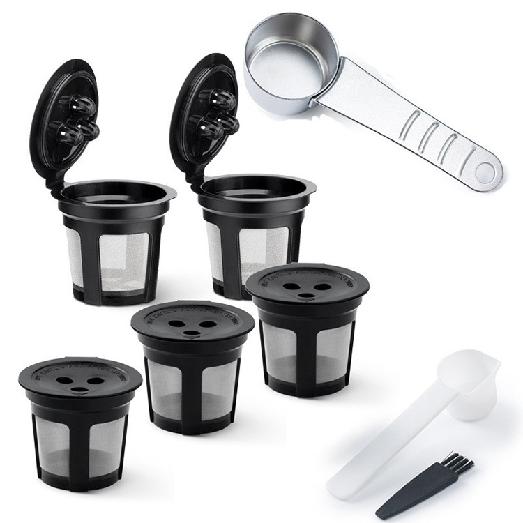 4 Reusable K Cups for Coffee Makers Universal Fit Black Refillable Kcups Coffee Filters