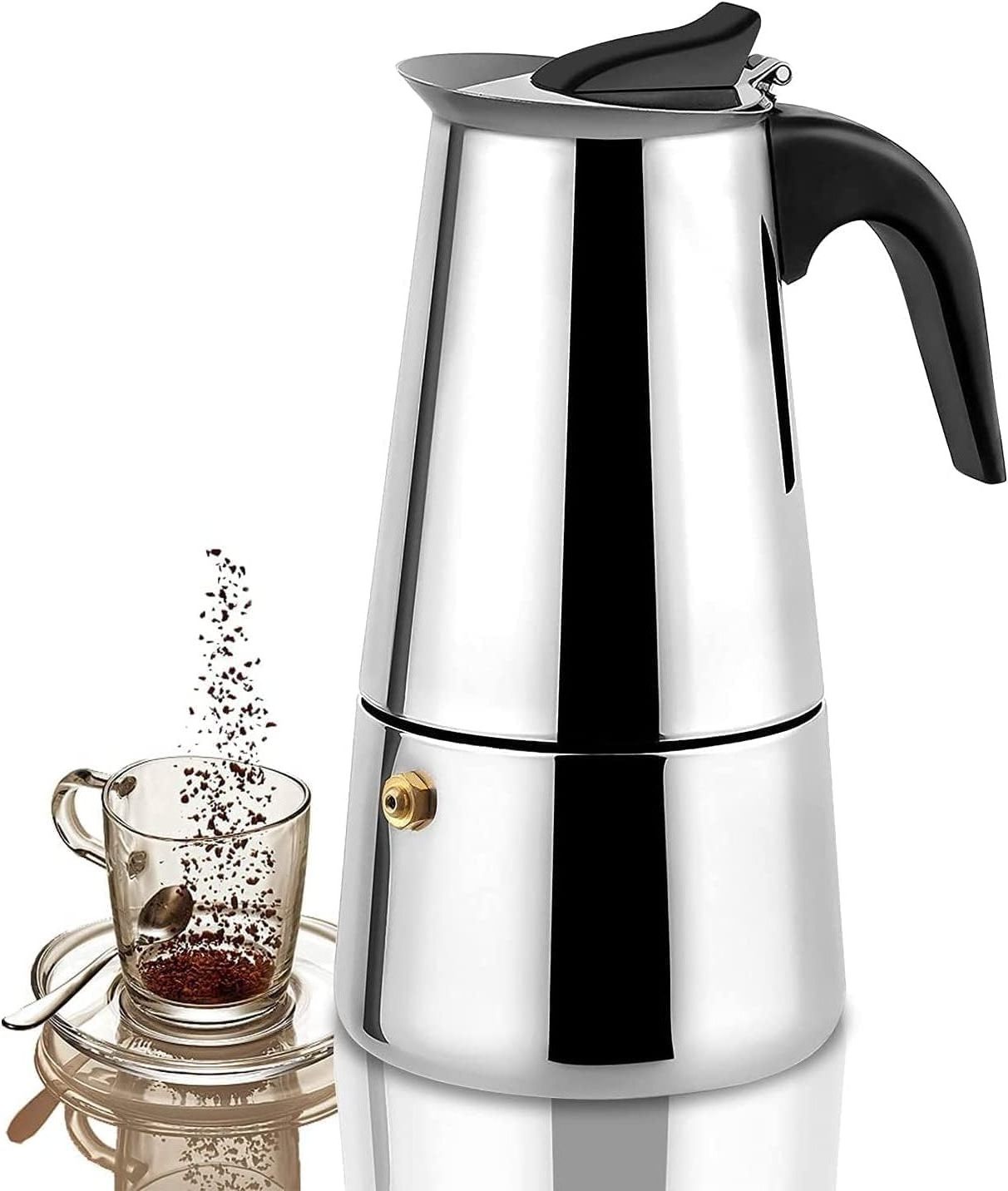 Stainless steel Stovetop Espresso Maker 6 Cup Espresso Moka Pot for Full Flavored Espresso Percolator Italian Coffee Maker