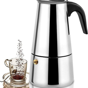 Stainless steel Stovetop Espresso Maker 6 Cup Espresso Moka Pot for Full Flavored Espresso Percolator Italian Coffee Maker