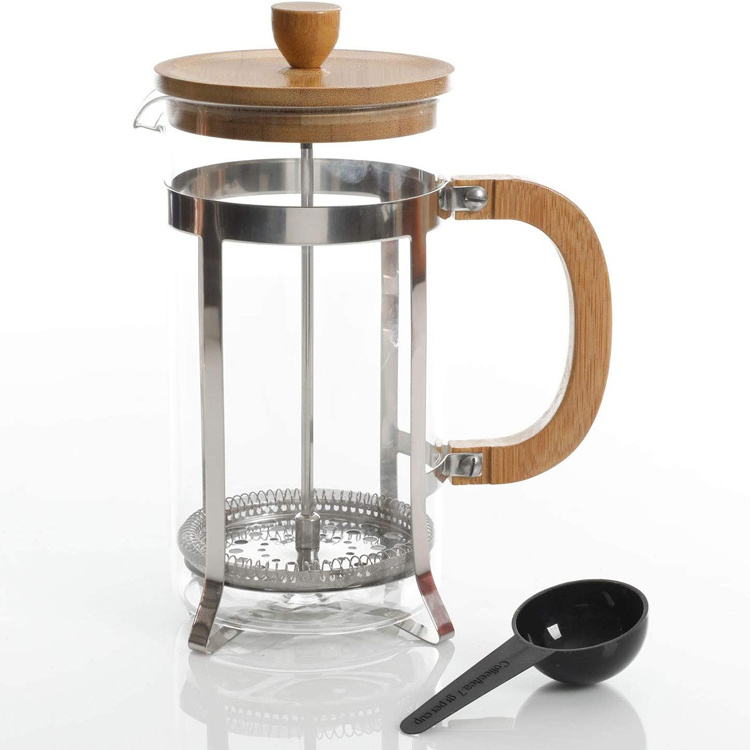 Stainless Steel Insulated French Coffee Press Latte tea maker 34oz Wood Coffee and Tea Press