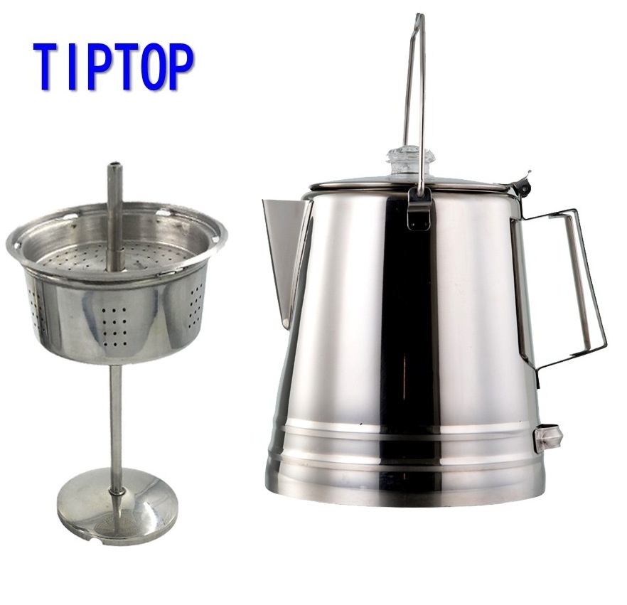 Camping Coffee pot 14 cups stainless steel filtered outdoor coffee pot