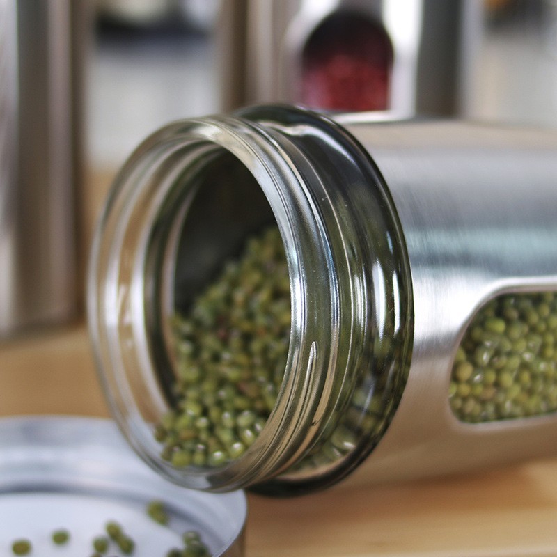 Stainless Steel Coating Storage Jars with Viewing Window Coffee storage container