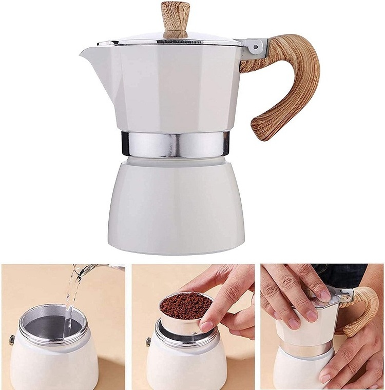 Manual Cuban Coffee Percolator Machine 3 cups Moka Coffee pot