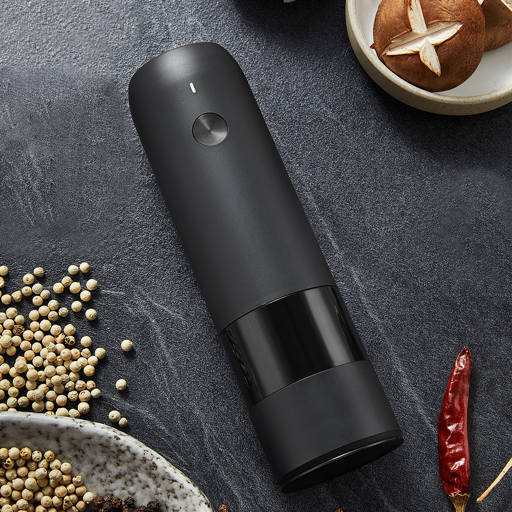 Electric pepper grinder has a cool-looking LED light at the bottom to help you check the amount of pepper