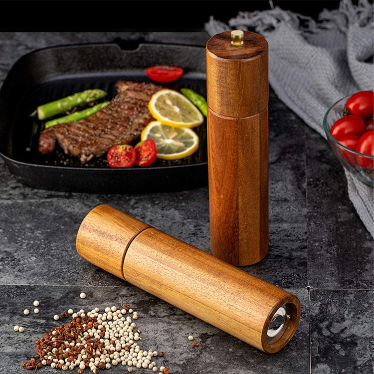 Wooden Salt and Pepper Shakers 8-inch Refillable Salt and Pepper Mills Adjustable Coarseness Mill Grinders