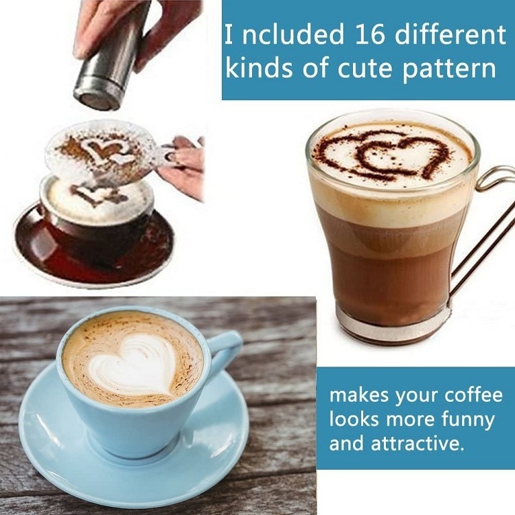 Coffee Stencils 16 Pcs Decorating Stencils Barista Template for Latte Cappuccino