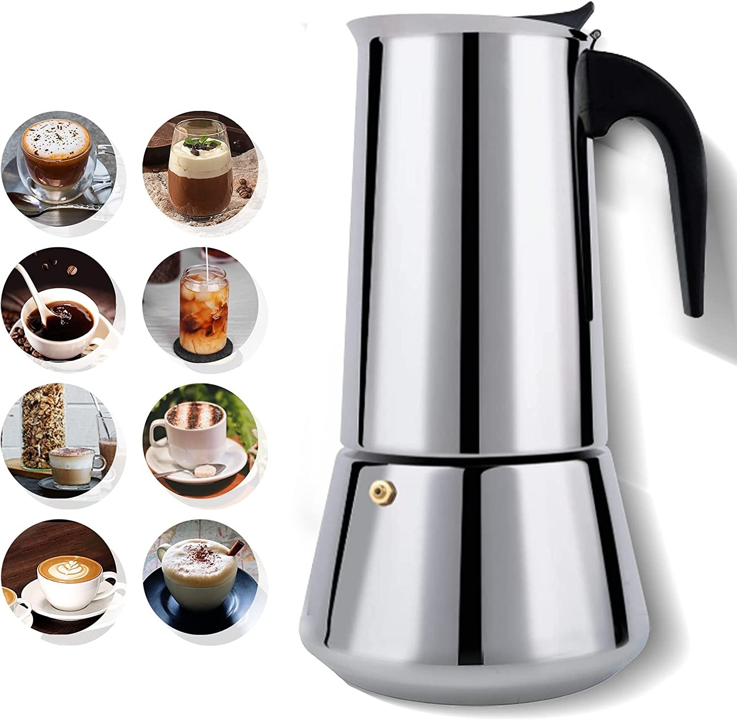 Stainless steel Stovetop Espresso Maker Moka Pot Italian Coffee Maker  300ml 6 cup Classic Coffee Maker