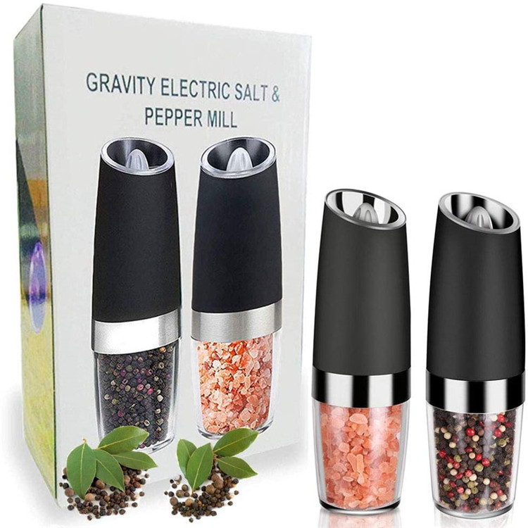 Gravity Electric Salt and Pepper Grinder Set, Automatic Pepper and Salt Mill Grinder Battery-Operated